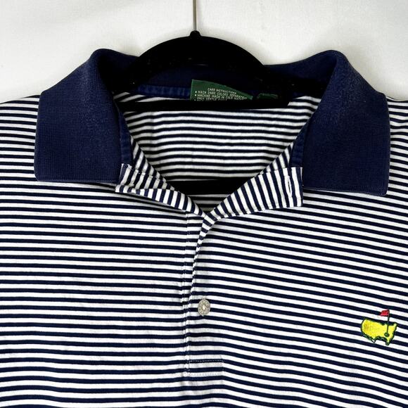 The Masters Amen Corner Navy Blue Striped Polo Shirt Size XL - Picture 4 of 9